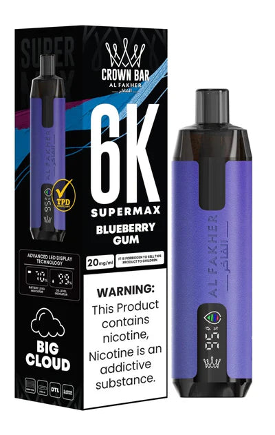 Al Fakher Supermax 6000 Puffs Disposable Vape blueberry gum