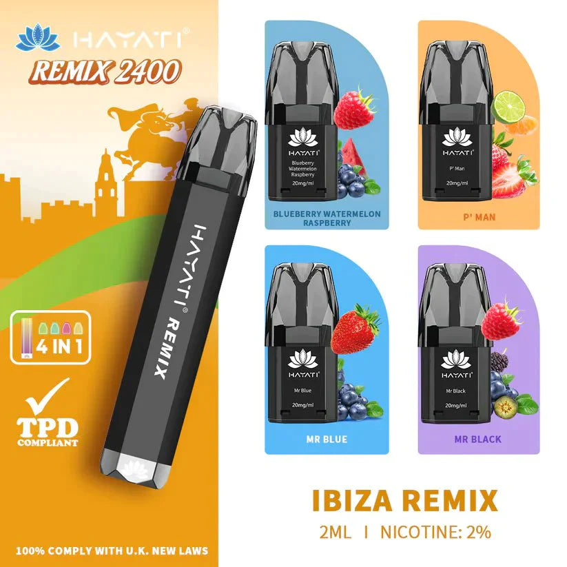 Hayati Remix 2400 Puffs 4 in 1 Disposable Vape (Box of 5)
