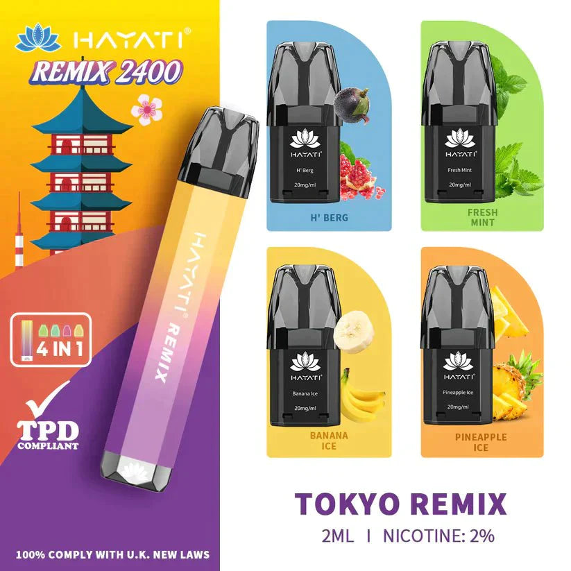 Hayati Remix 2400 Puffs 4 in 1 Disposable Vape (Box of 5)