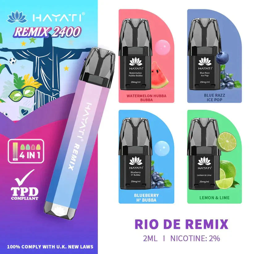 Hayati Remix 2400 Puffs 4 in 1 Disposable Vape (Box of 5)