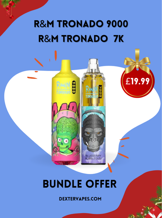 R&M Tornado 9000 + R&M Tornado 7000 Pufffs Vape (Any 2 random devices)