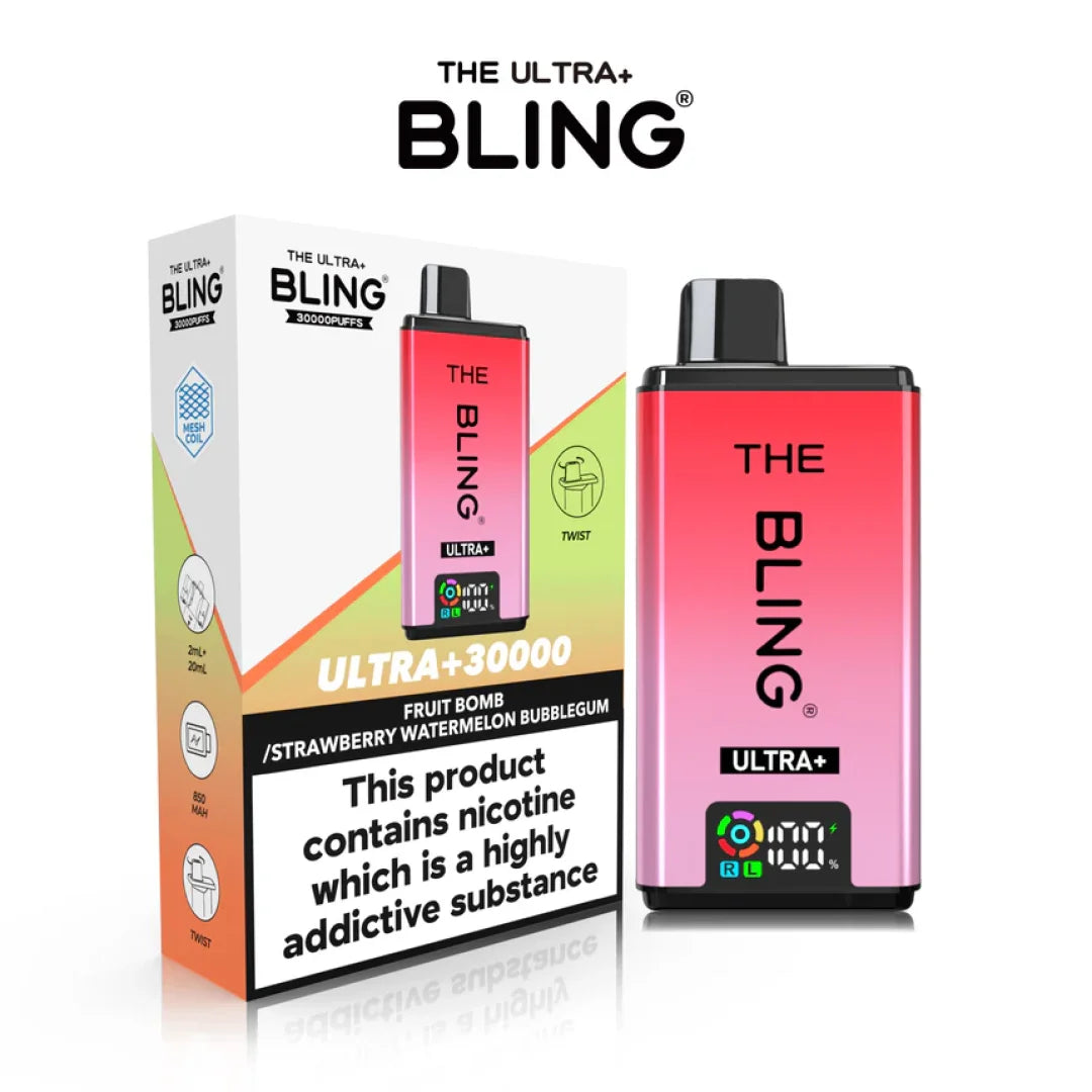 The Bling Ultra Plus 30000+ Puffs Prefilled Pod Kit (Pack of 3)